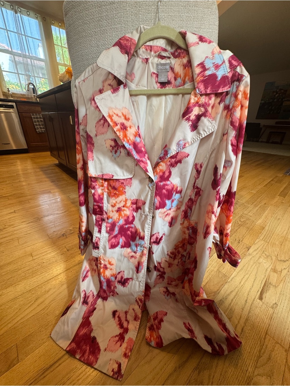 Chico's Floral Rain Trench